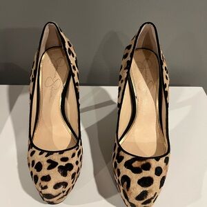 Sky high cheetah print, calf hair stilettos